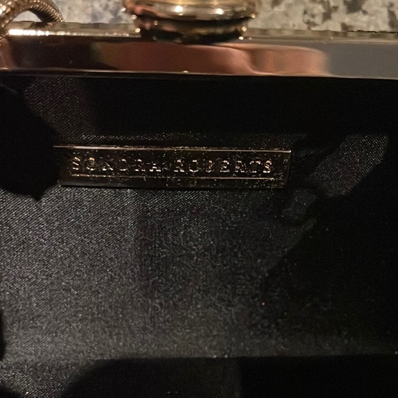 SONDRA ROBERTS Shoulder-Bag Box Clutch Hard-Case-Mesh Rhinestone Clasp Metallic - Picture 5 of 7